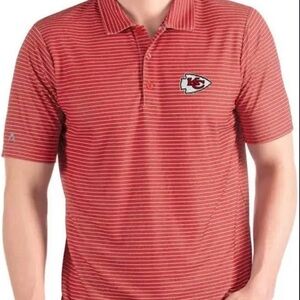 Cheifs Red Striped Polo Shirt with Logo